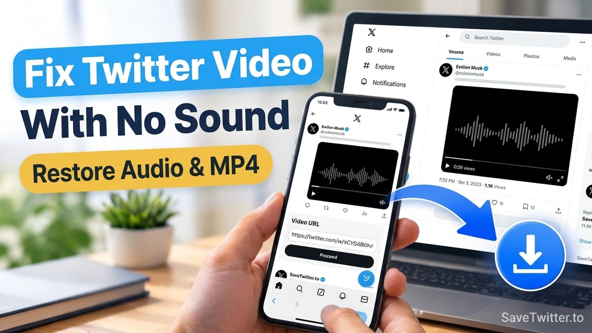 Why Your Downloaded Twitter (X) Video Has No Sound — 4 Causes & Instant Fixes